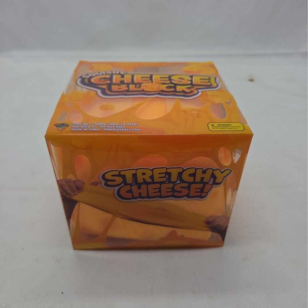 NEW Squishy CHEESE BLOCK 5in Large Stretchy Cheese Tactile Squeeze Stress Toy